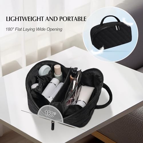 Quilted Makeup Bag Set - Waterproof Cosmetic Organizer for Travel