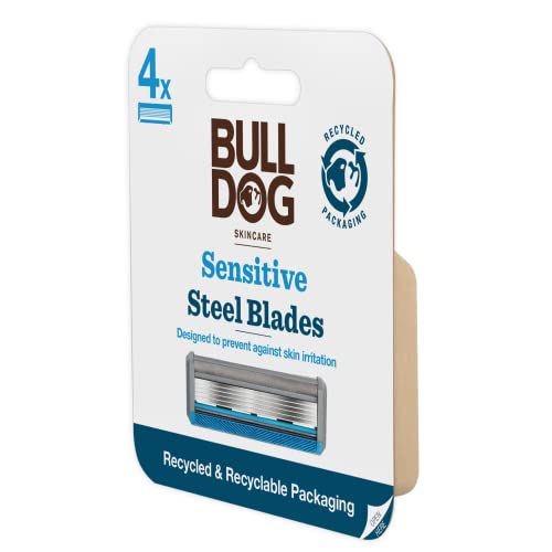 Bulldog Skincare - Sensitive Steel Blades - Men's Razor Blade Refills ? Contains 4 Blade Heads