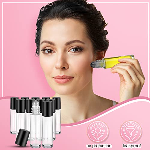 Sumind 150 Pcs 10ml Essential Oil Roller Bottles Glass with Funnels