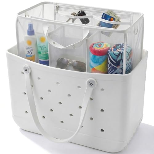 LETGO White XL Mesh Beach Bag Organizer for Bogg Bags - Fits Original 19x15x9.5 in