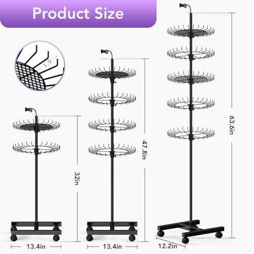 Adjustable Hair Braiding Rack Stand with 140 Hooks & Phone Holder