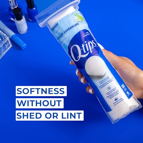 Q-tips Premium 100% Cotton Rounds, Lint-Free Makeup Pads (6 Pack, 480 Ct)