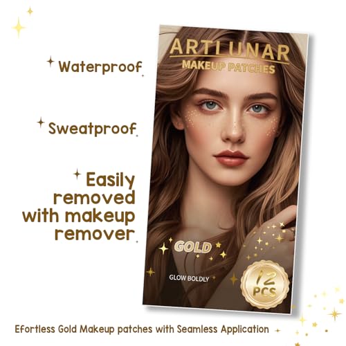 12Pc Gold Glitter Face Stickers - Waterproof Makeup Patches