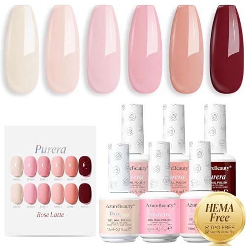 AZUREBEAUTY 6-Color HEMA Free Gel Nail Polish Set - 15ml