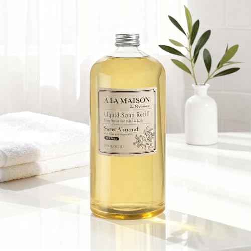 A LA MAISON Sweet Almond Natural Hand Wash Made with Essential Oils - Biodegradable, Plant-Based, Vegan, Cruelty-Free (33.8 Fl Oz Refill, 1 Pack)