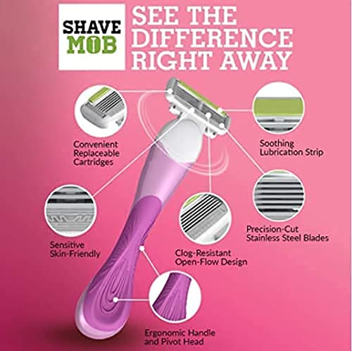 ShaveMOB 3-Blade Women's Razor Kit (Flex Head Handle + 12 Refills) - The Practical Shaving Kit