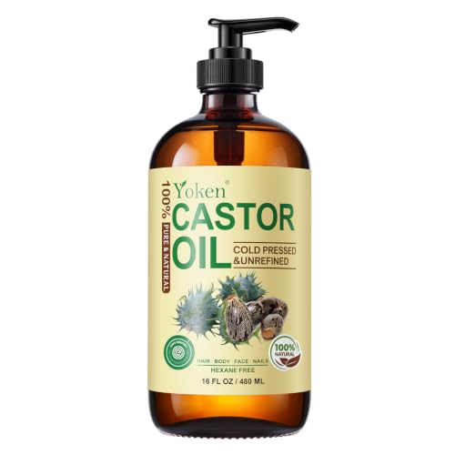 Yoken Organic Castor Oil 16oz Cold Pressed Hexane Free