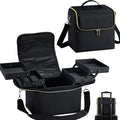 Large 4-Tier Makeup Train Case with Shoulder Strap & Luggage Sleeve