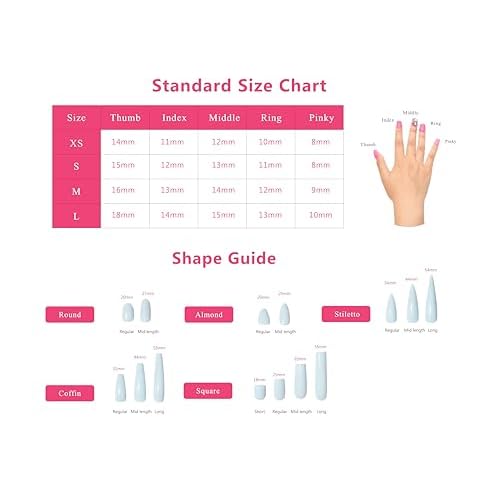 LOVFUL Press on Nails Snowy Moonlight| Handmade with Full Covered Crystals | Reusable Fake Nails | Square Mid Length 1.7 in | H142-M