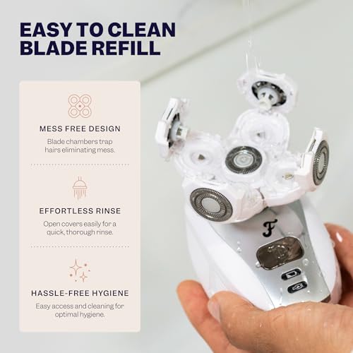 Freebird FlexSeries BodySmooth Rotary Blade Refill for Women - Gentle Shave for Sensitive Skin, 5 Contouring Heads, Mess-Free Cleanup
