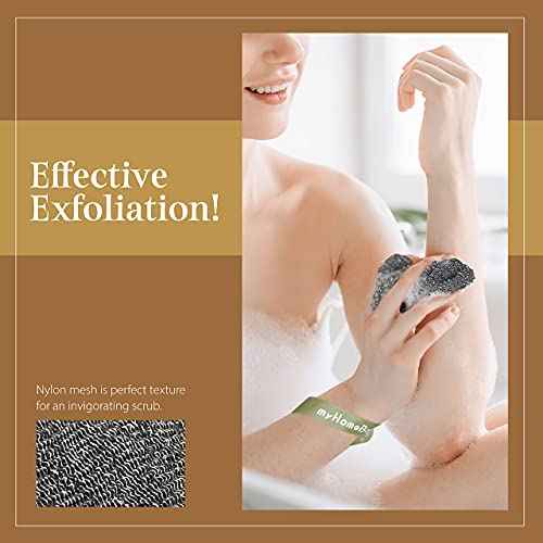 myHomeBody Soap Pocket Squares Exfoliating Pouch, Body Scrubber, Exfoliator Sponge for Bath or Shower, or Leftover Bits Saver, Graphite Gray, 9 Pack + 6 Lift Pads