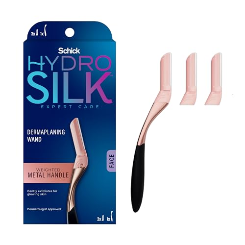 Schick Hydro Silk Dermaplaning Razor for Women Face with Handle & 3 Refills - Safe Exfoliation & Hair Removal