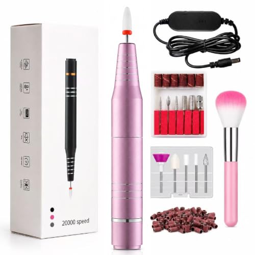 Electric Nail Drill for Acrylic and Gel Nails, 20000 RPM Portable E