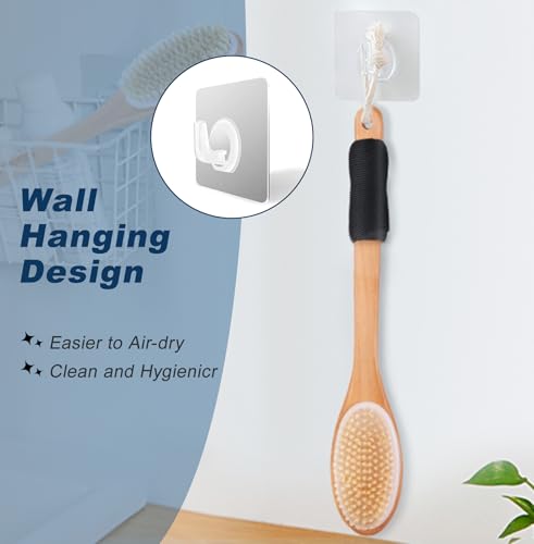 Long Handle Back Scrubber Brush for Shower – Double-Sided Exfoliating Body Brush for Women & Men