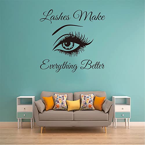 Eye-Catching Lashes Wall Decal | 20" x 19" Removable PVC Sticker