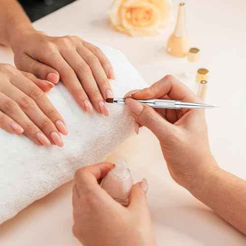 2Pcs Double Ended Nail Art Brushes Hard Gel Nail Brush Builder Gel Brush Oval Gel Nail Brushes Nail Liner Brush Rhinestone Handle French Tip Nail Gel Liner Brush Nail Drawing Brushes for Design Nail