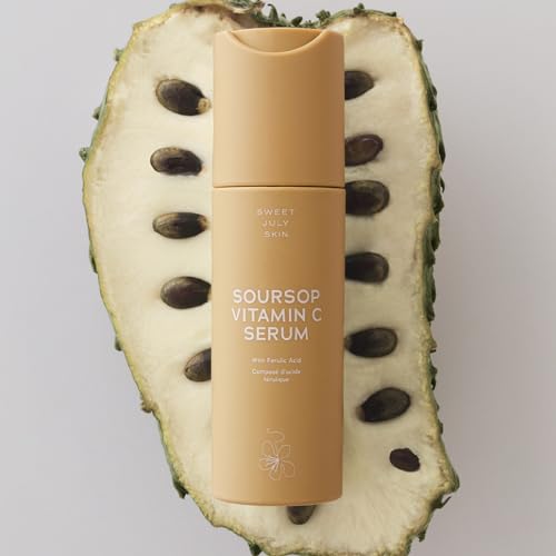 SWEET JULY SKIN Soursop Vitamin C Serum - Soursop, Ferulic Acid & Green Tea, Daily Face Serum for All Skin Types, Hydrating, Firming, Improves Dullness, Clean & Fragrance Free 1 Fl. oz