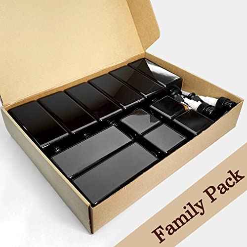 12 Pack Shampoo and Conditioner Dispenser Bottles, 8 Pack 22 Oz and 4 Pack 8 Oz Refillable Square Plastic Pump Bottles, Shower Soap Dispenser for Shampoo Conditioner Body Wash (Amber)