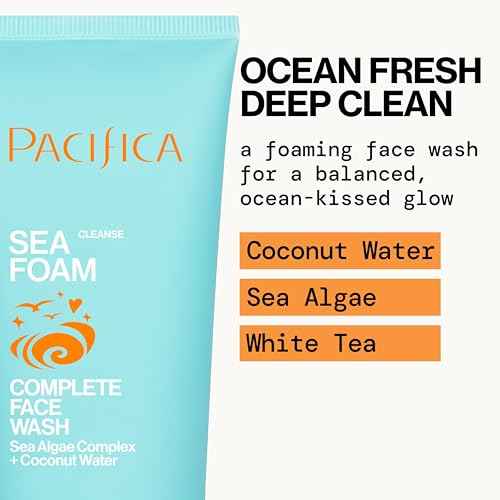Pacifica Face Wash Duo ? Glow Baby Vitamin C Brightening Cleanser + Sea Foam Gentle Cleanser, Daily Exfoliating Face Wash Set for All Skin Types, Sulfate-Free, Vegan