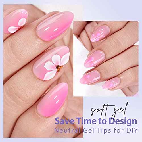 BTArtbox XCOATTIPS Natural Nail Tips Matte -Short Almond Press On Nails Pink, Long Lasting Soft Gel Nails False Nail, Soak Off Acrylic Fake Nails Extensions for Nail Art DIY