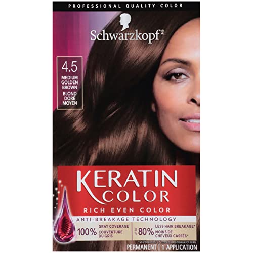 Schwarzkopf Keratin Color Permanent Hair Dye, Shade 4.5 Medium Golden Brown