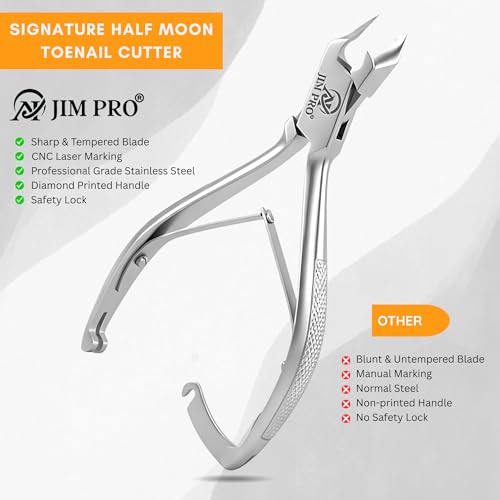 Signature Half Moon Toenail Cutter ? 5.75" Stainless Steel Nail Clipper for Thick, Hard & Ingrown Toenails ? Precision Pedicure Tool for Men & Women