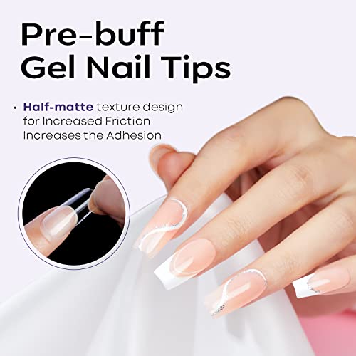 Modelones Medium Square Nail Tips 510pcs Half Matte Frosted Fake Nails