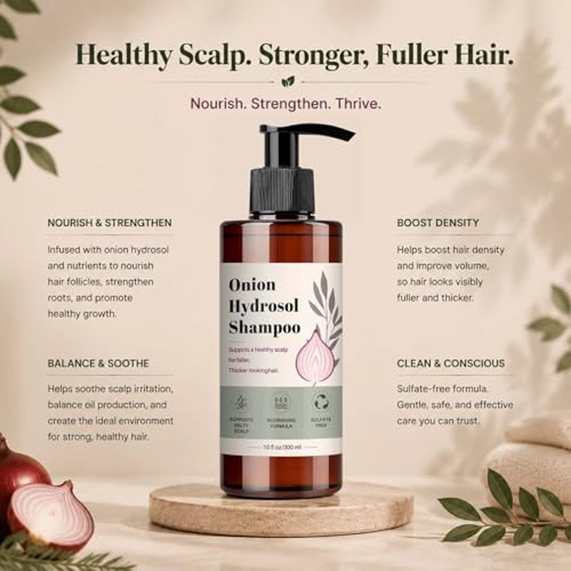 Onion Hydrosol Shampoo with Rosemary & Biotin for Thicker Hair