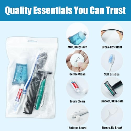 Warmify 50 Pack 8-in-1 Bulk Personal Hygiene Kits for Care Packages