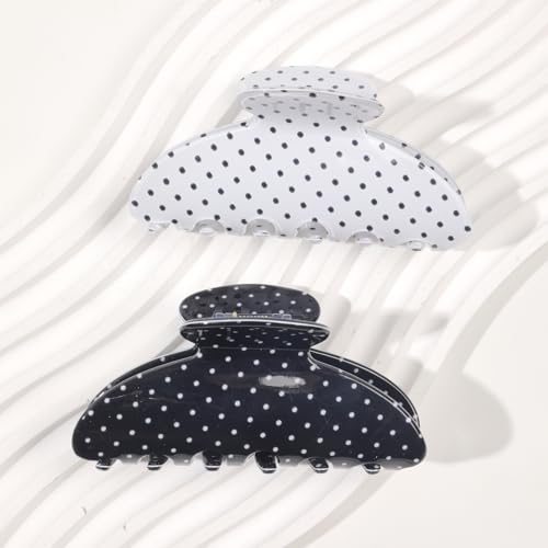 Acetate Hair Claw Clips 4-inch Red Polka Dot Strong Hold