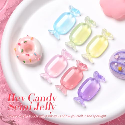 Born Pretty Jelly Gel Nail Polish Halloween 30% Ice Jelly Neon Gel Polish Crystal Transparent Gel Polish Set Yellow Green Blue Purple Hot Pink Nail Art Varnish Manicure 6PCS Halloween Gift