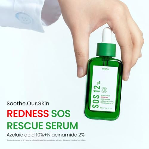 Moisturize Redness SOS Azelaic Acid 10% + Niacinamide 2% Serum ? Redness & PIH Soothing, Vegan & Fragrance-Free, Non-Comedogenic (30ml/ 1.01 fl oz.)