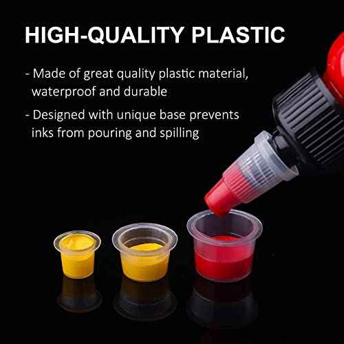 Tattoo Ink Caps Cups - Autdor Mixed 300pcs Tattoo Cups Pigment Caps Disposable Tattoo Ink Cups for Microblading Permanent Makeup Tattoo Pigment Clear Holder Container Caps Tattoo Supplies