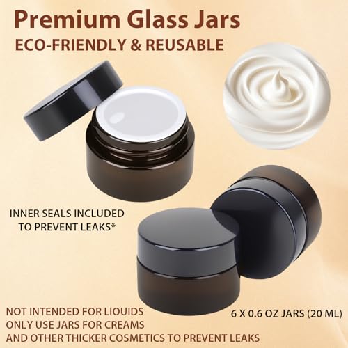29 Pack TSA Approved Glass Travel Skincare Containers,Toiletry Bag£¬1.7/1/0.7/0.5/0.3oz Refillable Traveling Size Containers with Pump, Jars & Essential Oil Bottle , Leak-Proof for Creams & Liquids