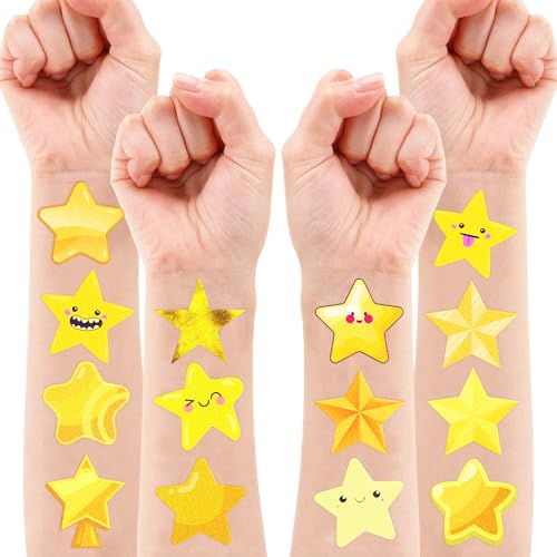 100 PCS Gold Star Temporary Tattoos - Waterproof & Skin-Safe