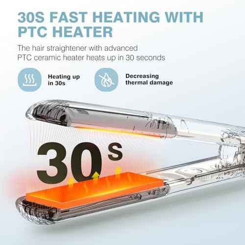 MiroPure 1 Inch Flat Iron, Hair Straightener with 30S Fast Heating & 60min Auto Shut-Off, Hair Straightener and Curler 2 in 1 with 3D Ceramic Floating Plates, Blue