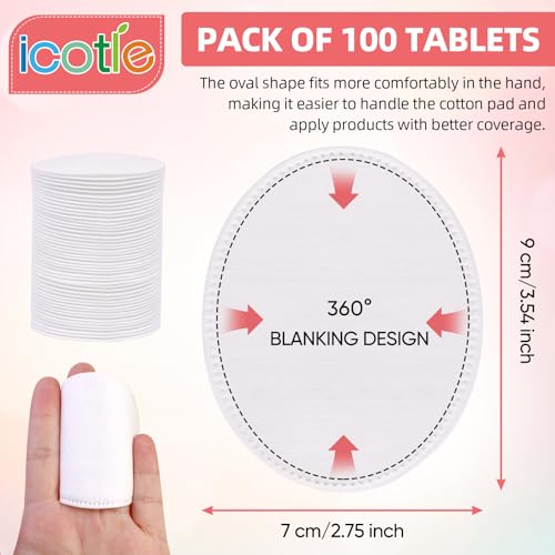 Oval Cotton Pads 100 Count - Ultra-Soft Makeup Remover