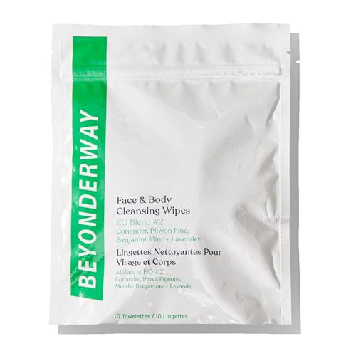 Essential Oil Blend No 2 Cleansing Wipes 10 Pack Travel Size Face & Body Wipes Alcohol Free Biodegradable Ultra Soft for Refreshing On the Go Cleansing