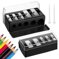 Grevosea 2-Pack 5-Hole Makeup Pencil Sharpener with Lid & Cleaning Pick