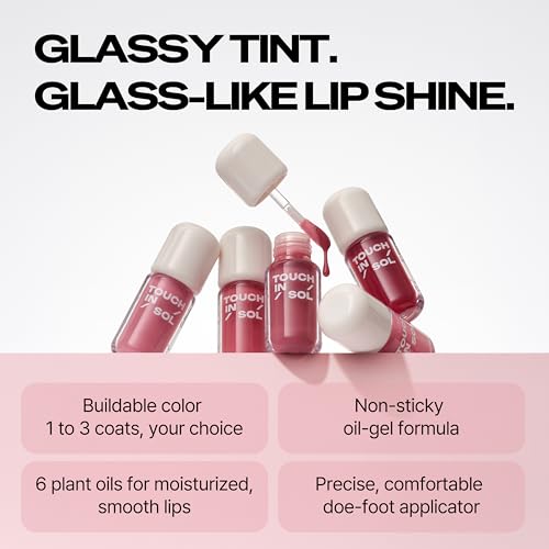 Touch in Sol Glassy Color Lip Oil – Hydrating Lip Gloss, Soft Coral