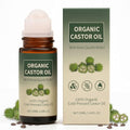 Organic Castor Oil Roll-on with Rose Quartz - 1.7oz, Cold-Pressed for Skin, Brows & Lashes (Variation 1)