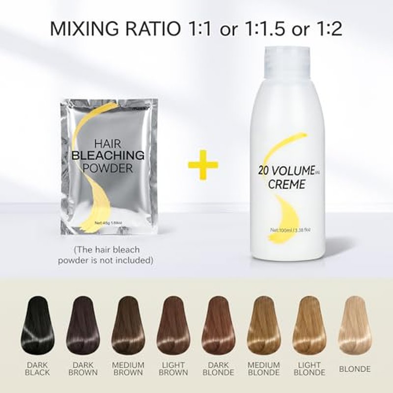 20 Volume Hair Bleach Developer - Non-Damaging Cream Peroxide 3.5 Fl Oz