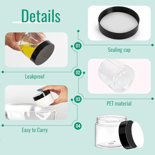 SZUAH 6 oz Plastic Containers with Lids 40Pack, Plastic Jars with Lids 6 oz, Empty Clear Slime Containers for Lotion, Cream, Body Butter, Makeup, Travel Storage(180ml, Set of 40)