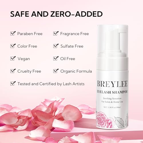 BREYLEE Lash Shampoo Kit - 100ml Eyelash Extension Cleaner Set