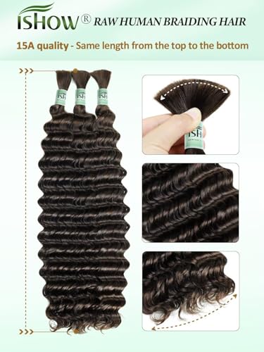 ISHOW 16 Inch Deep Wave Human Hair Bundles 150g Boho-150g No.1 Chocolate Brown