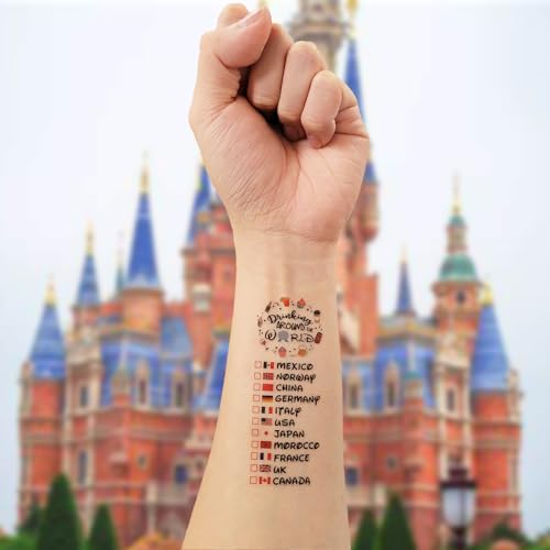 Epcot Drink Around World Tattoo - 8-Pack Global Designs