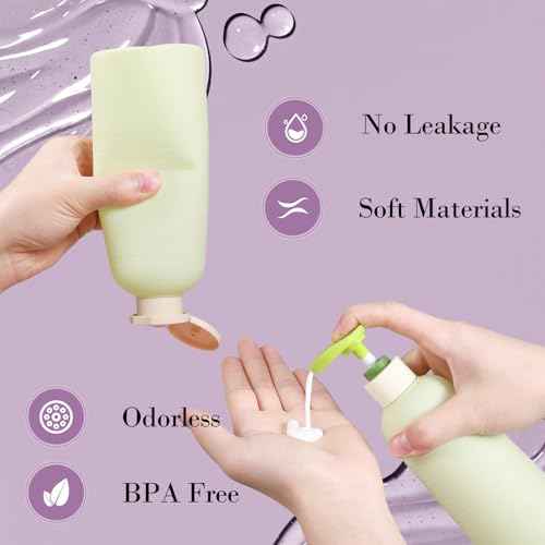 16.9oz Travel Shampoo Bottle with Flip Cap, Refillable Plastic Pump Bottles Dispenser for Soap, Shampoo, Lotions, Liquid Body Wash, Creams and Massage Oil (2Pack, 16.9oz/500ml)