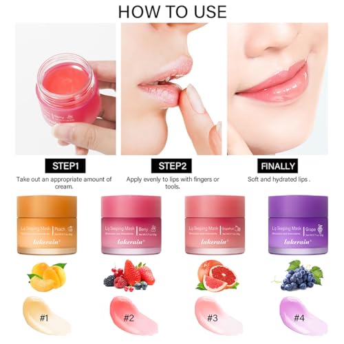 Sleeping Lip Mask, Long-Lasting Nourish & Hydrate, Balm, Oil, Skin Care, Moisturizing Lines Night Sleep Anti-chapped Cream (03# Grapefruit)