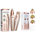 VG VOGCREST 2 in1 Eyebrow Facial Trimmer with Replacement Heads - Rechargeable Facial Hair Removal and Eyebrow Shaver - Face Lips Body Painless Facial Razor with Built-in LED Light (Rose Gold)