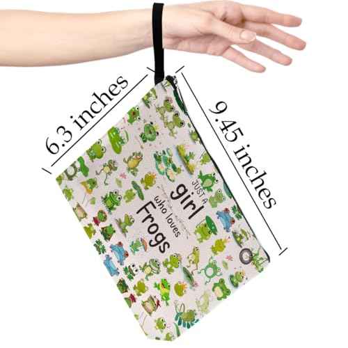 Funny Frog Gifts Makeup Bag Frog Stuff for Girls Women Daughter Niece Best Friend Coworker Sister Frog Animal Lover Gifts for Women Cosmetic Bag Zipper Pouch Travel Bag Graduation Birthday Gifts